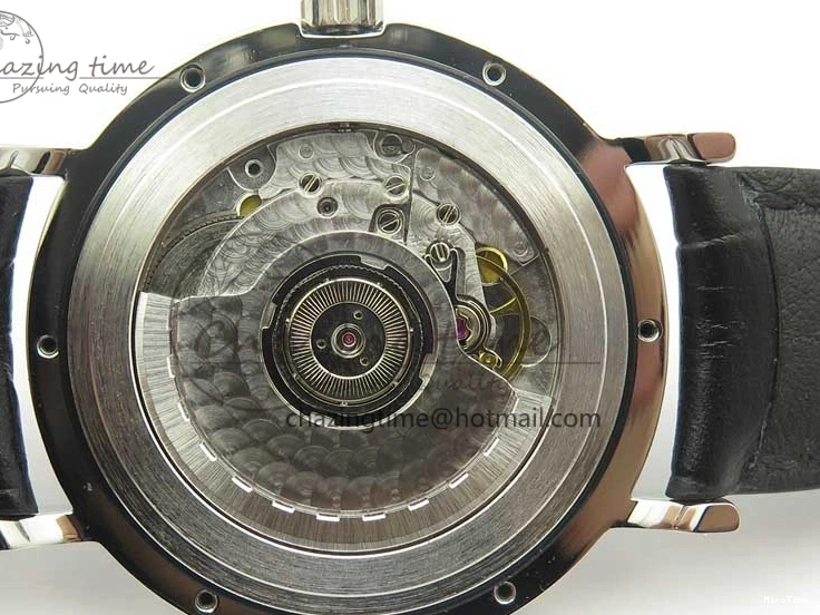 MIROTIME 0420 Fashionable Portofino Automatic SS TWF 1:1 Best Edition Silver Dial SS Markers on Black Leather Strap A 7200